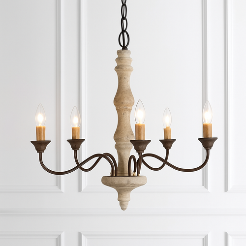 Creative American retro French wood chandelier pendant light - vue 5 sur 7