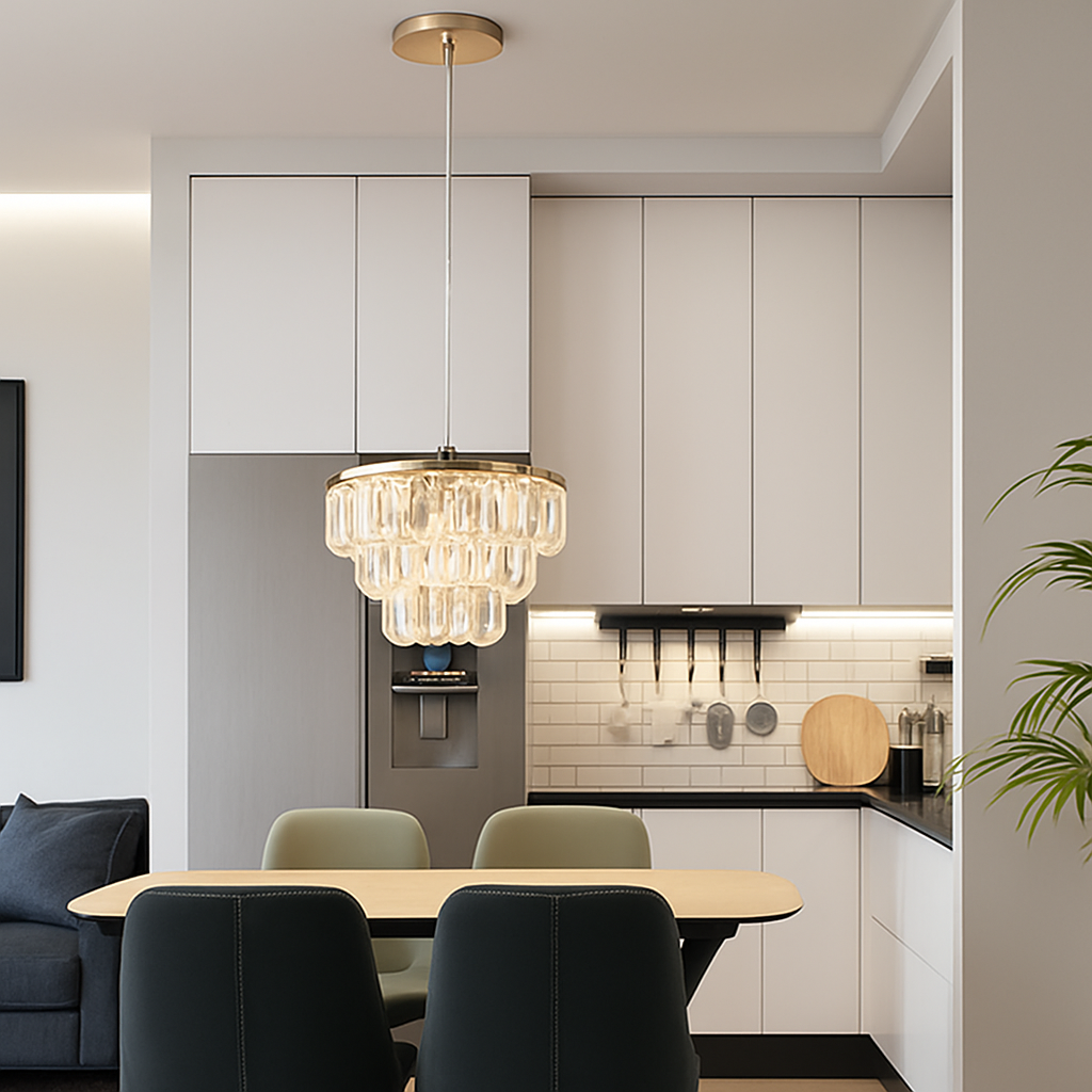 K9 crystal LED modern ceiling and pendant light for kitchen, dining room, or living room - vue 4 sur 8
