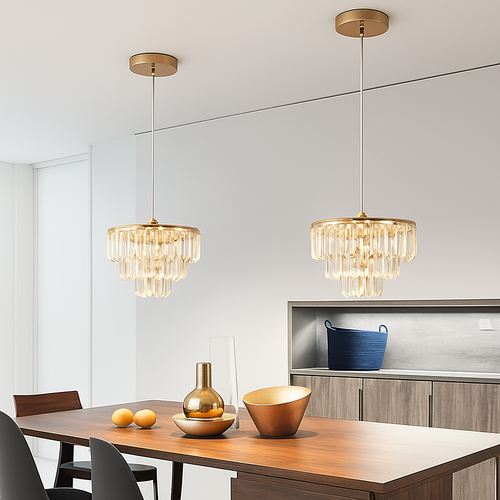 K9 crystal LED modern ceiling and pendant light for kitchen, dining room, or living room - vue 6 sur 8