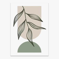 Abstract wall decor with geometric boho modern leaves