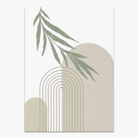 Abstract boho wall decor with modern geometric leaves