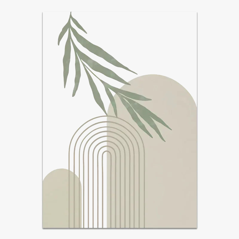 Abstract boho wall decor with modern geometric leaves