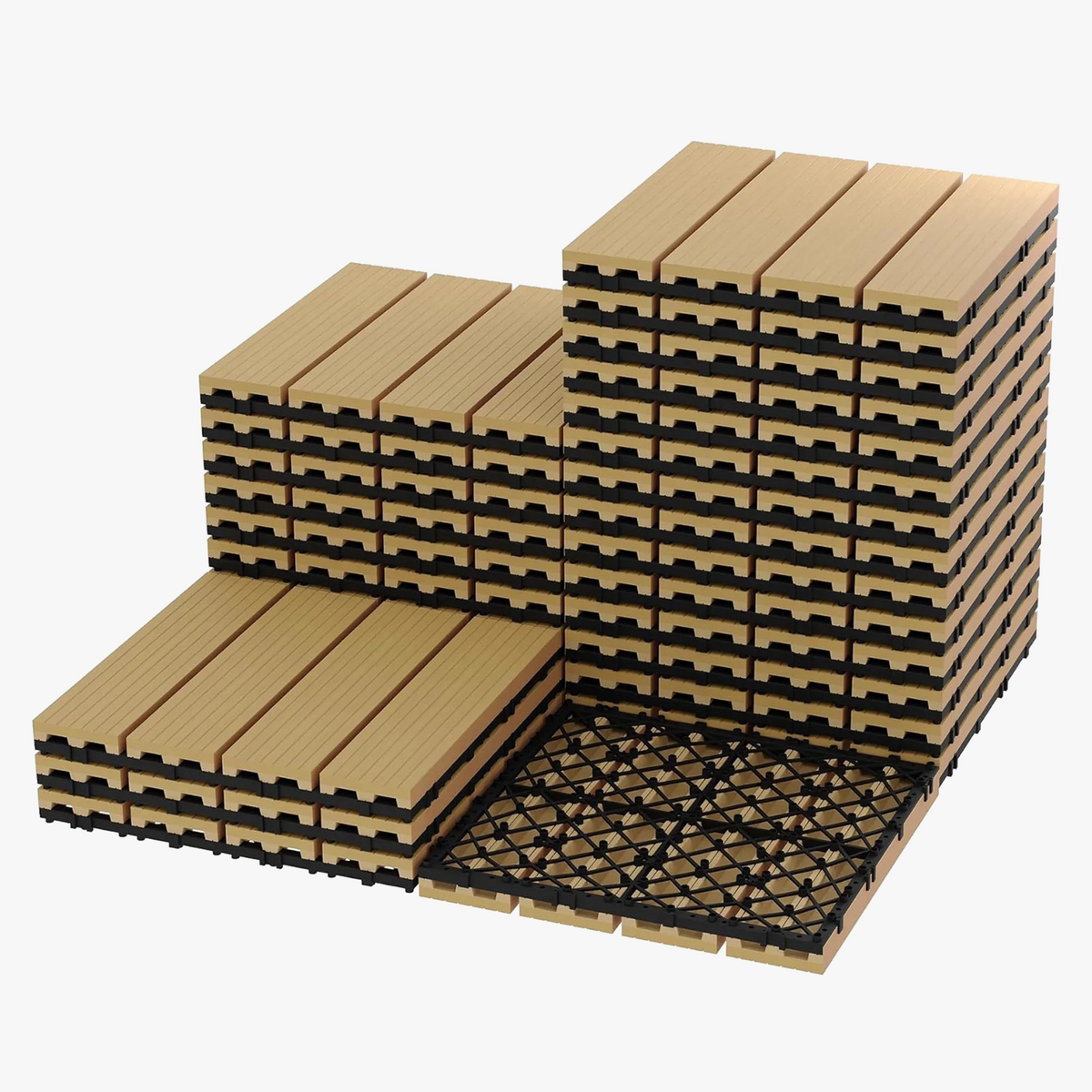 Clip-on composite deck tiles 30 x 30 cm