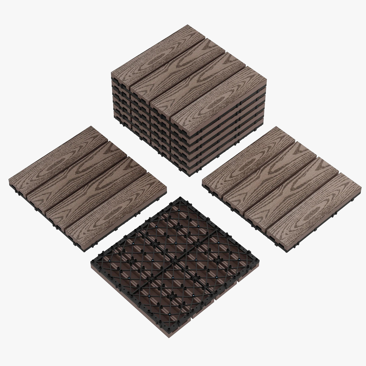 Interlocking deck tiles 30x30 cm indoor outdoor
