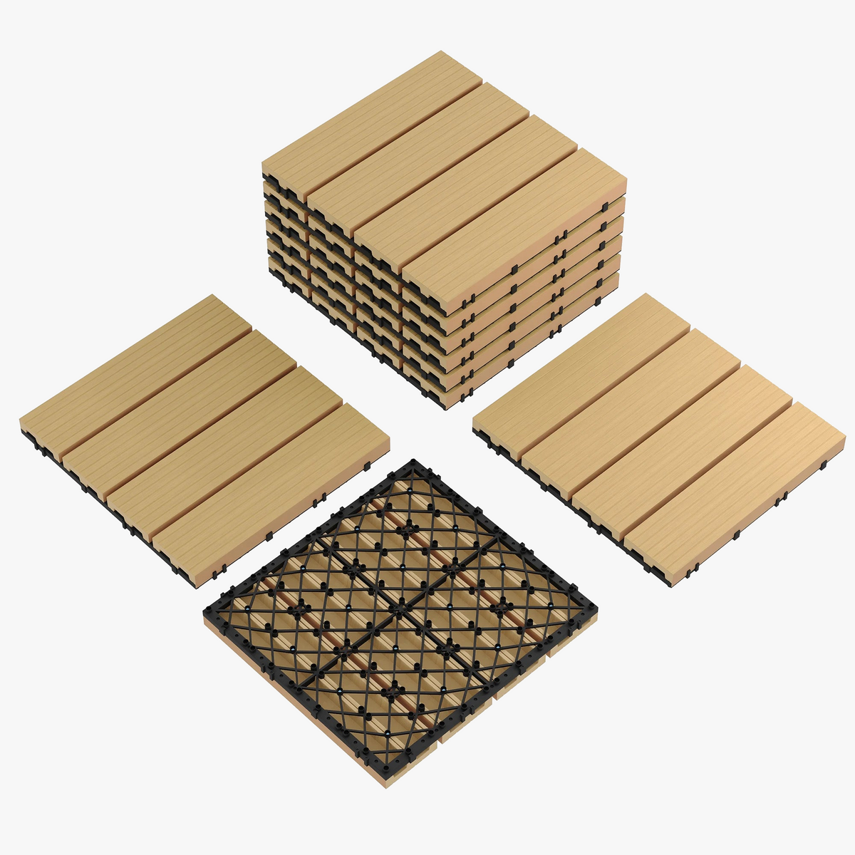 Dalles terrasse clipsables bois composite 30x30 drainage facile