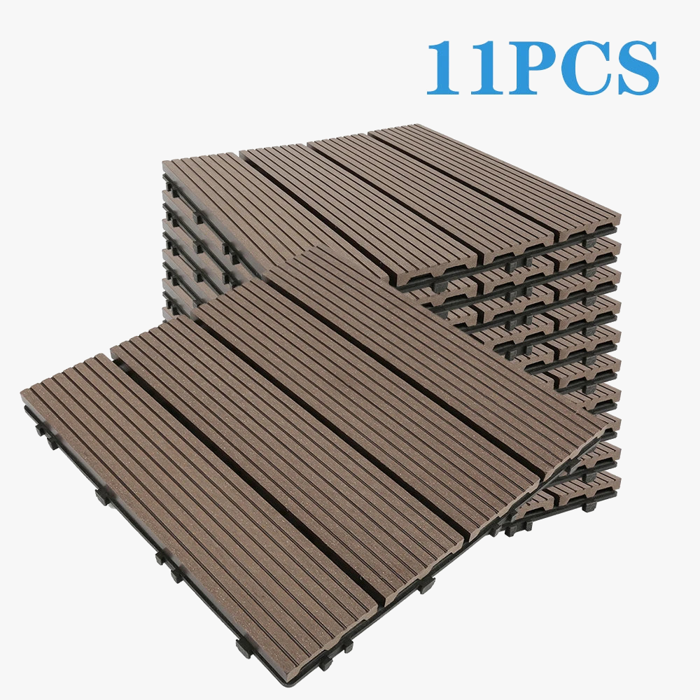 Composite interlocking terrace tiles 30x30 cm set of 11