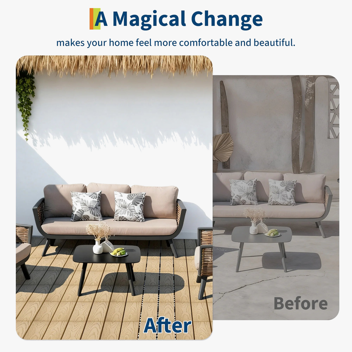 Composite interlocking deck tiles wood effect 30x30 cm outdoor