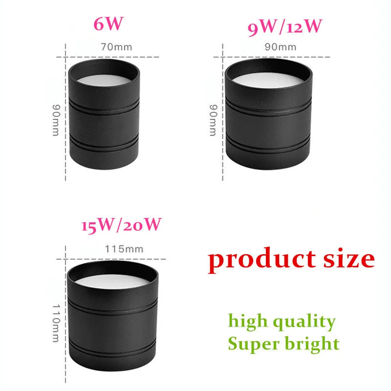 Dimmable LED downlights COB ceiling cylinder wall lamp