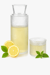 Vintage glass carafe set with tumbler for bedside table
