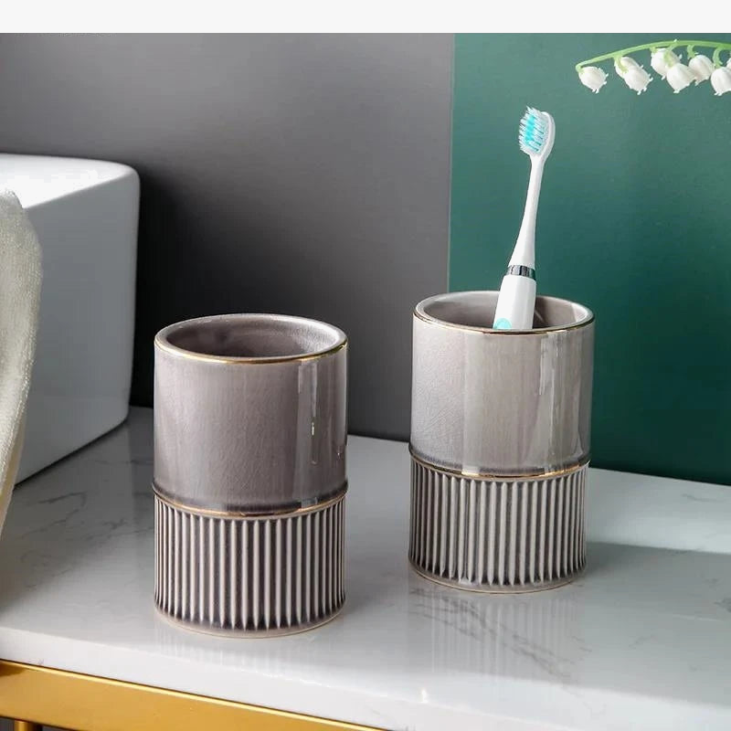 modern set of five bathroom accessories