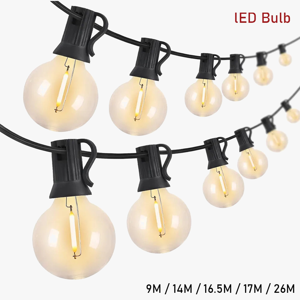 Festoon LED globe string lights G40 for outdoor, garden, Christmas, patio and party decor