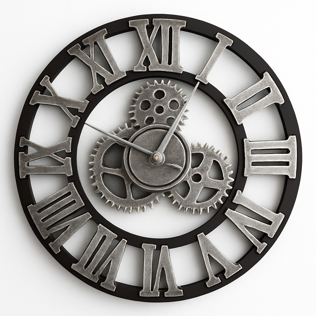 modern industrial style decorative gear wall clock