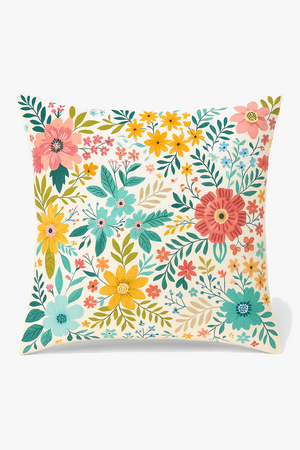 Decorative square cushion cover with watercolour flowers 45x45 cm