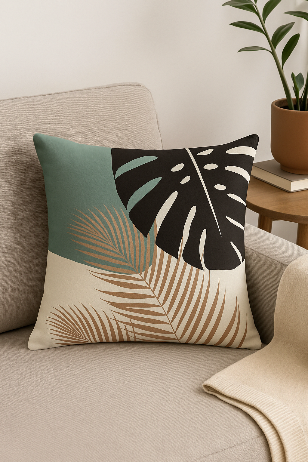 Square cushion cover art plant 45 cm abstract design