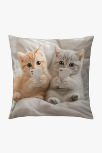 Decorative cushion cover cute kittens with smartphones