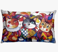Decorative cushion cover puppy and cat animal print