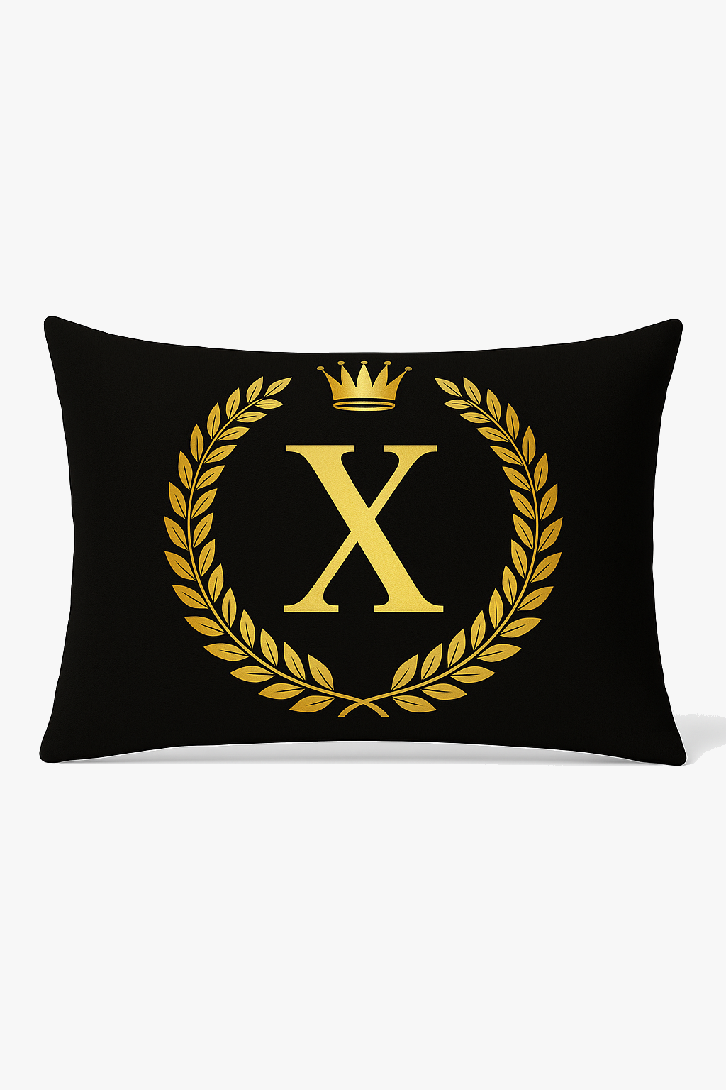 Decorative cushion cover with black and gold letters