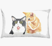 Decorative cushion cover with cute animals puppy and cat design