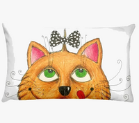 Decorative cushion cover with small animals puppy cat