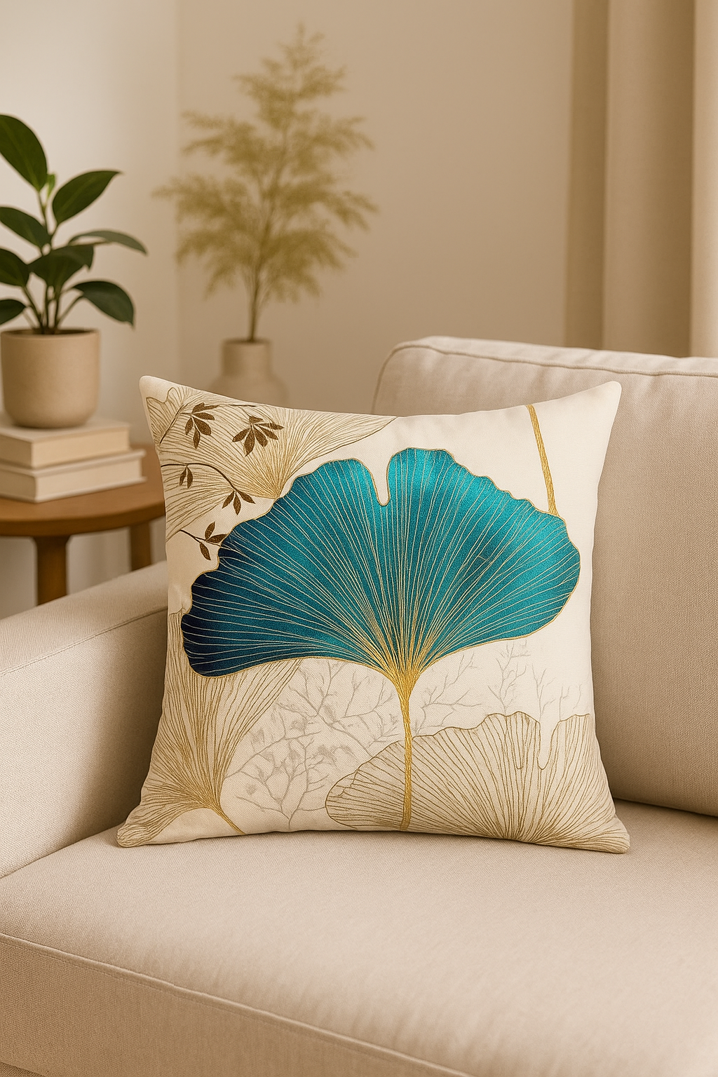 Floral ginkgo cushion cover for living room and bedroom