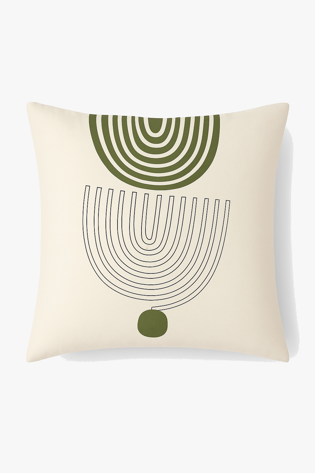 Green floral abstract single-sided printed cushion cover