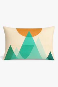 Geometric rainbow and botanical decorative cushion cover