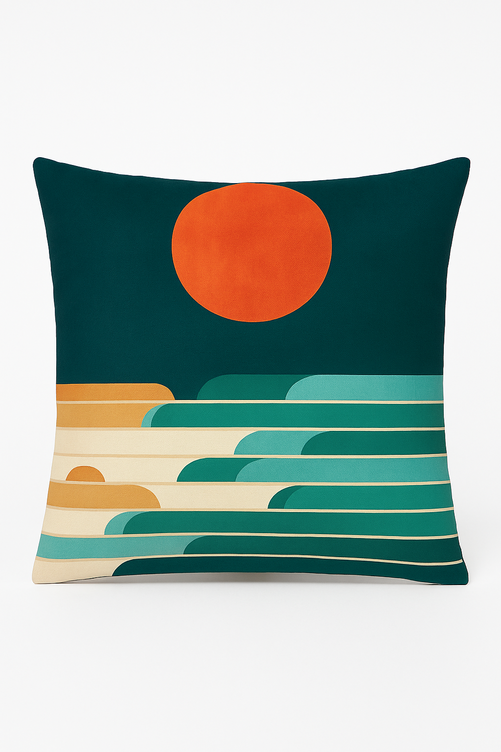 Geometric cushion cover with colourful floral patterns and peach skin finish