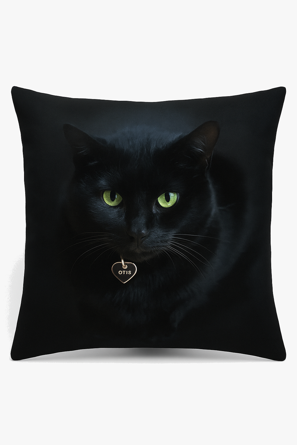 Printed cushion cover with an elegant black cat