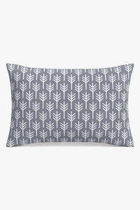 Rectangular cushion cover with grey geometric patchwork design