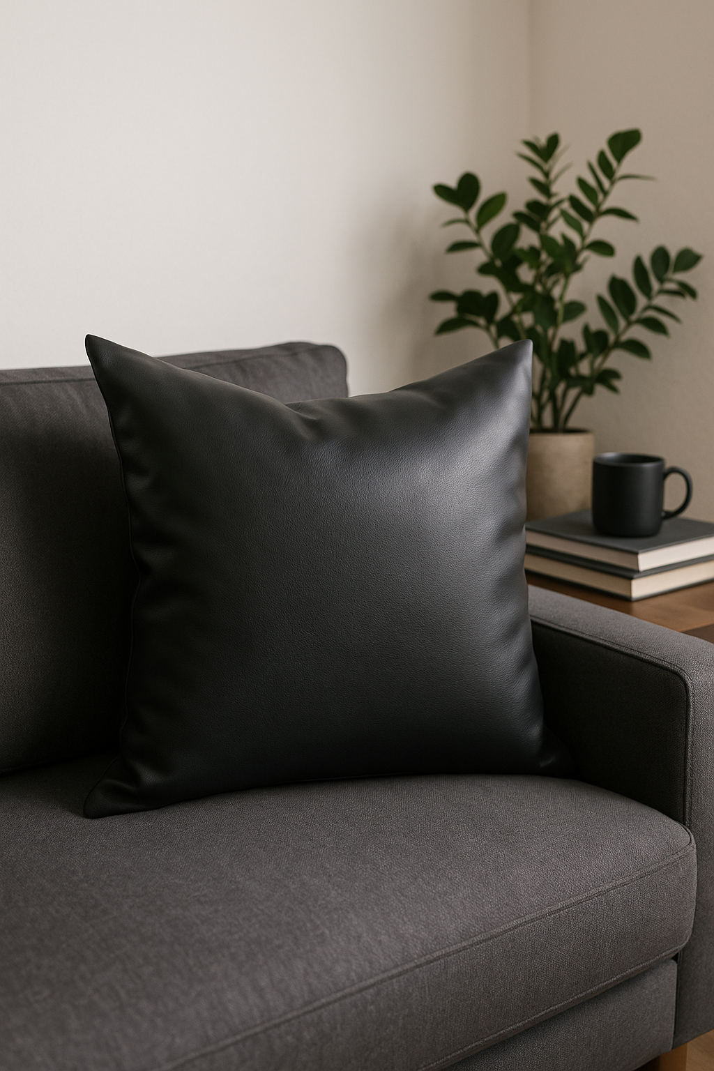 Plain faux leather cushion cover, multiple sizes available