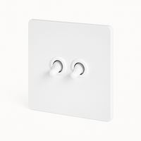 Double two-way switch in matt white steel with rounded edges
