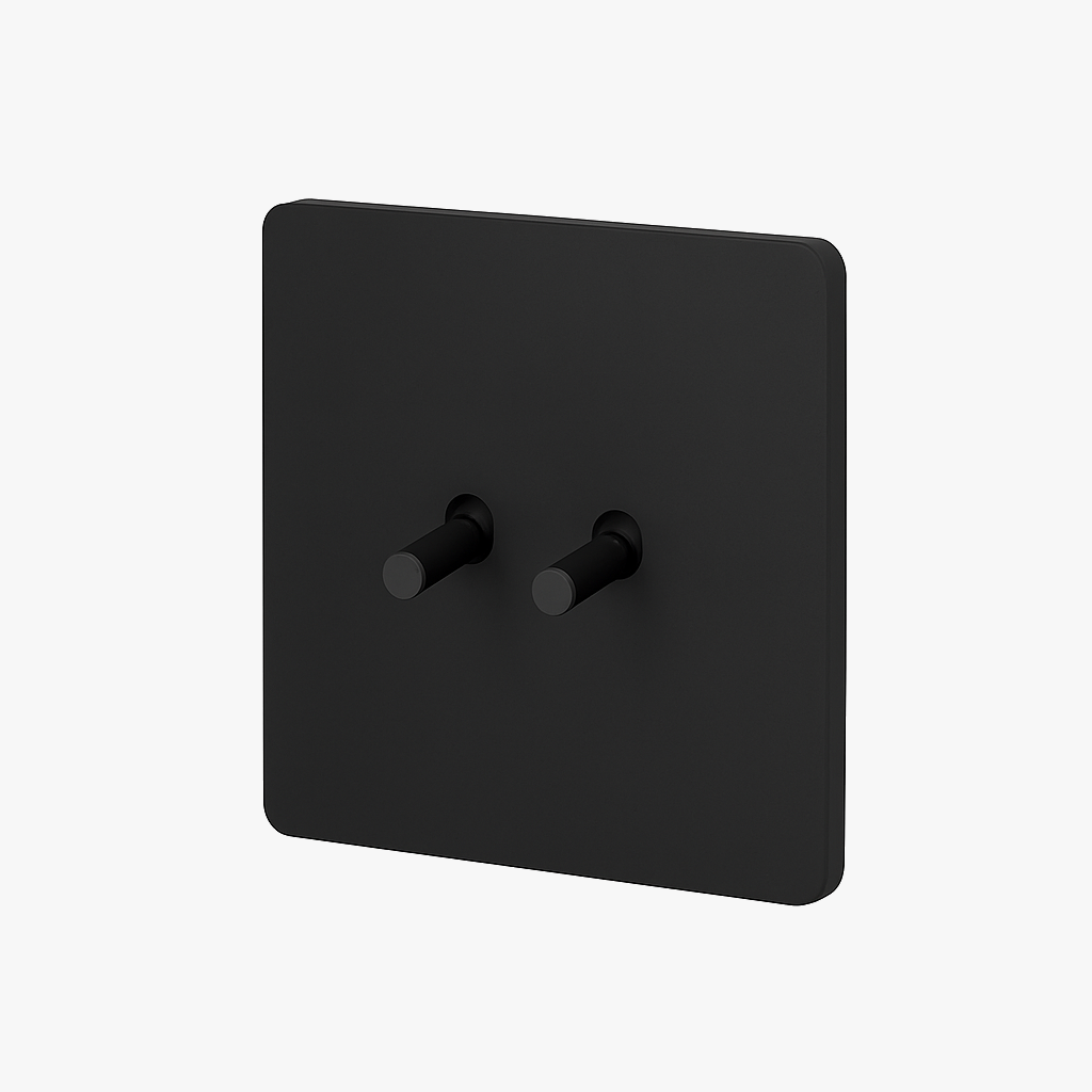 Double 2-way intermediate switch in matte black steel