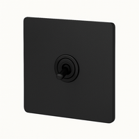 Single 1-way switch in matt black steel with rounded edges