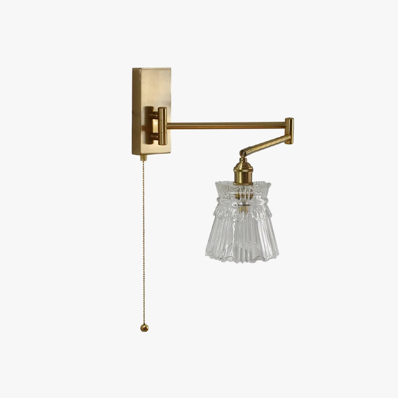 IWHD pull chain glass LED wall light left right rotating arm modern nordic sconce