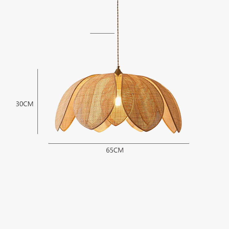 Japanese rattan petal pendant light