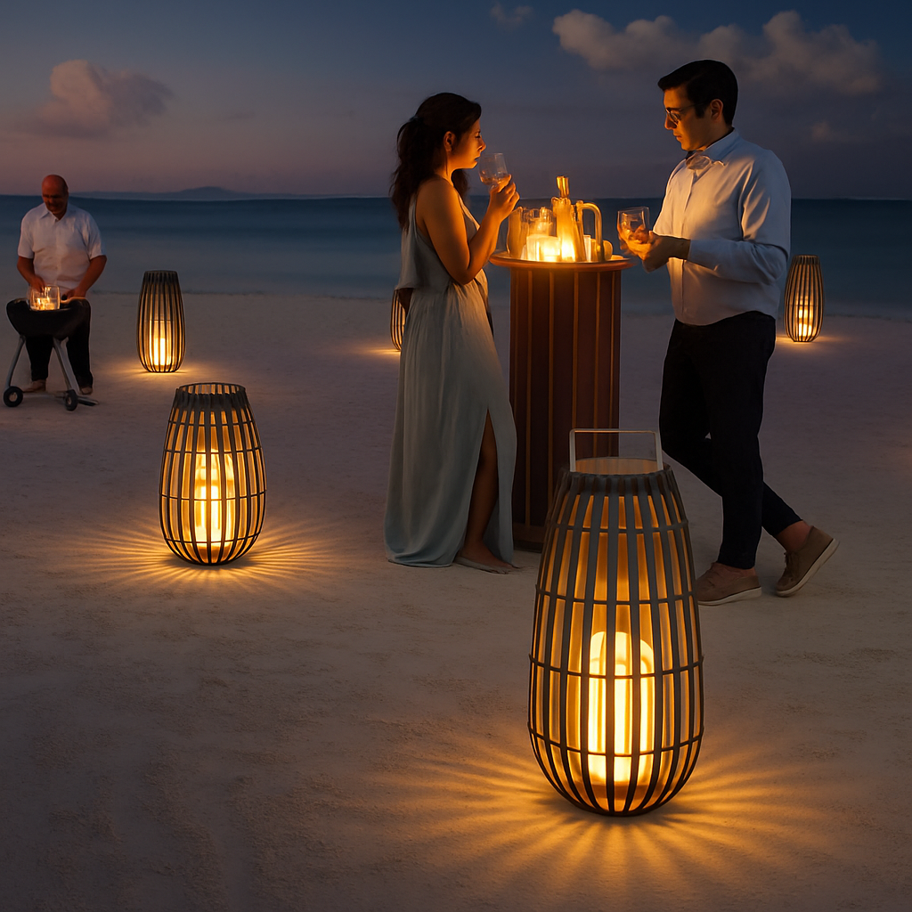 Outdoor solar rattan-effect garden lamp IP65 waterproof for patio, courtyard and lawn