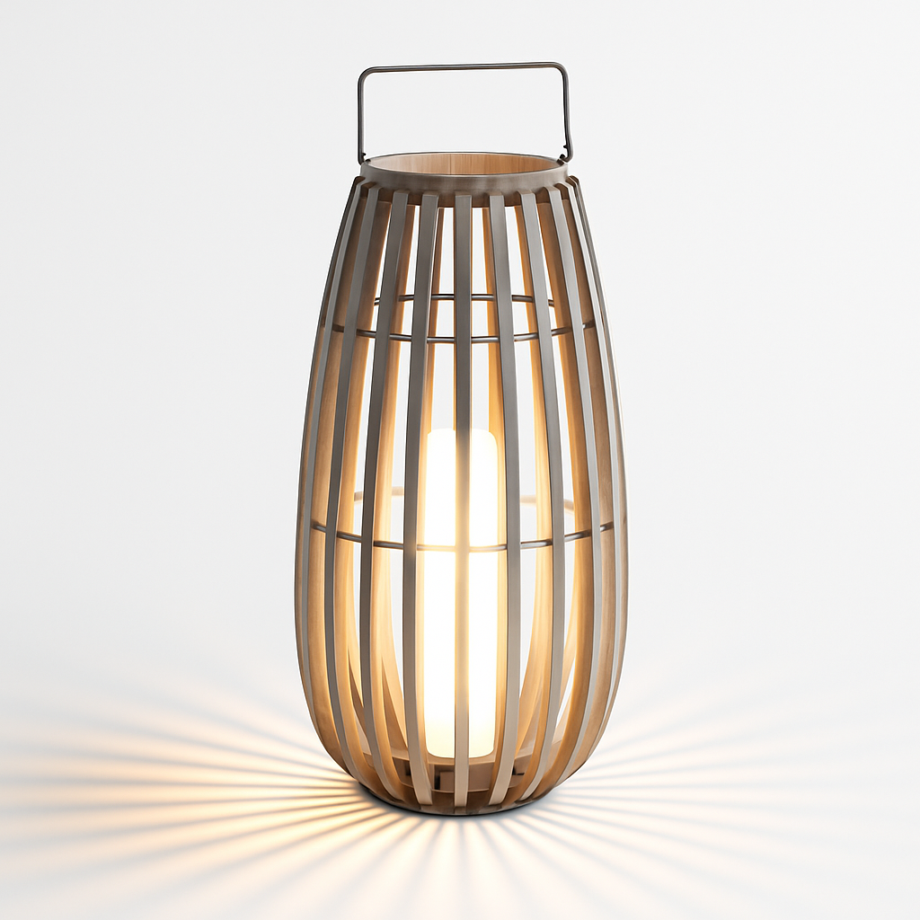 Outdoor solar rattan-effect garden lamp IP65 waterproof for patio, courtyard and lawn