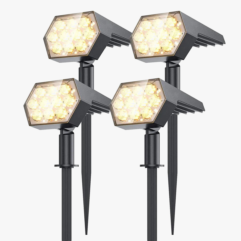 KHTO outdoor solar lights 92 LED garden spotlights IP67 waterproof 2-in-1 for porch and yard
