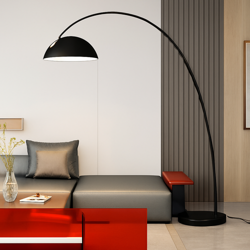 Arc floor lamp with simple modern shade - vue 5 sur 6
