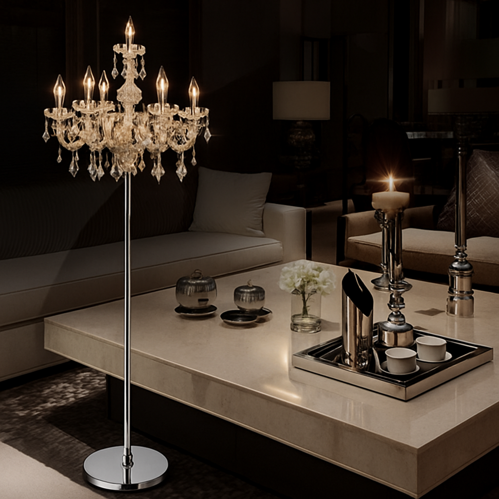 Crystal candle floor lamp