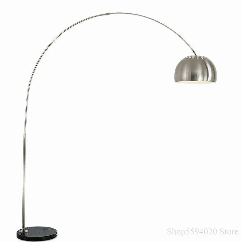 Nordic marble folding arc floor lamp with silver rotating arm for living room and bedroom