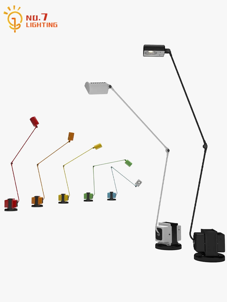 Italian design industrial LED floor lamp with classic swing arm