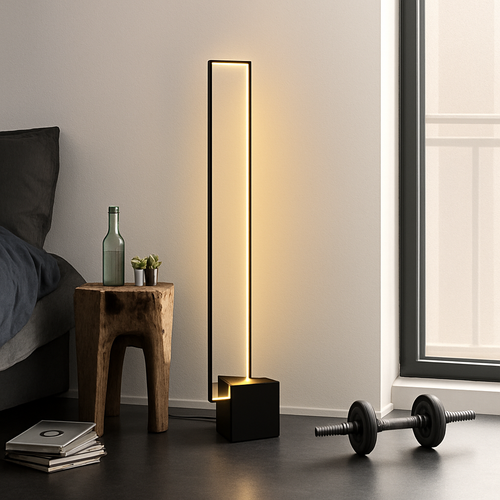 Modern rectangular LED floor lamp - vue 4 sur 6