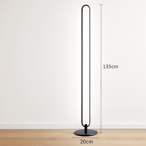 Modern vertical led floor lamp with circular acrylic shade - vue 7 sur 11
