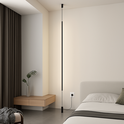 Modern black LED floor lamp for indoor use - vue 2 sur 12