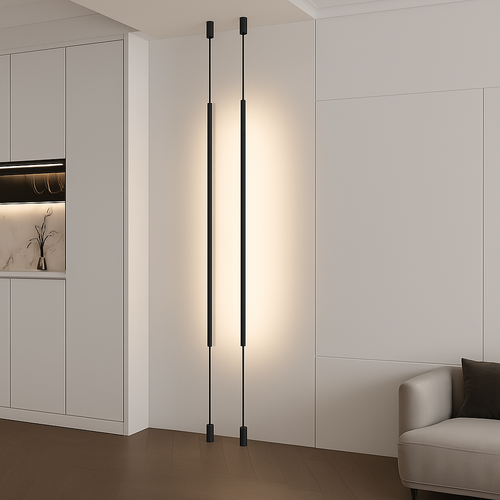Modern black LED floor lamp for indoor use - vue 3 sur 12