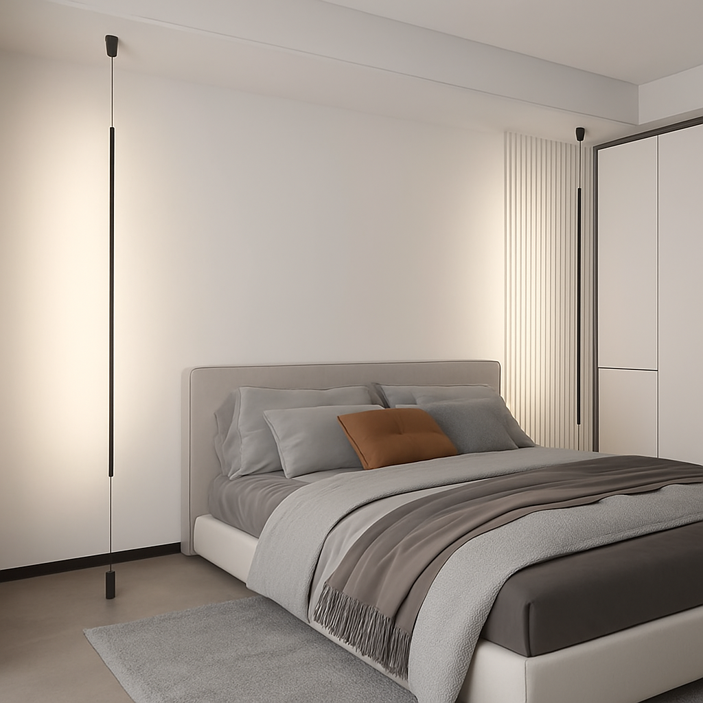 Modern black LED floor lamp for indoor use - vue 3 sur 12
