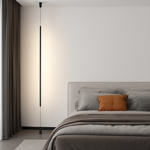 Modern black LED floor lamp for indoor use - vue 5 sur 12