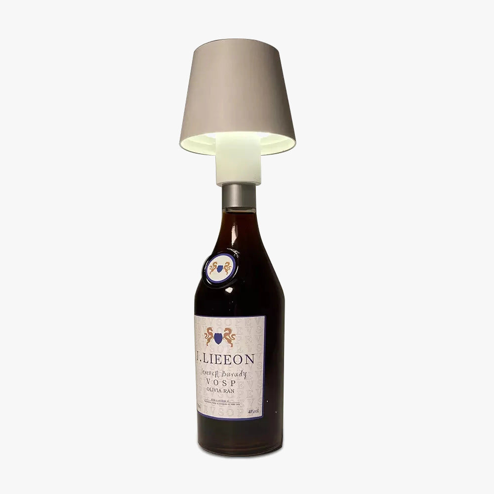 Portable wine bottle table lamp with rechargeable LED