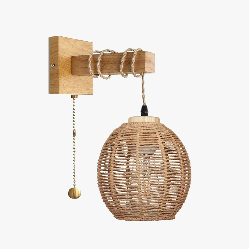 Vintage rattan woven decorative wall light